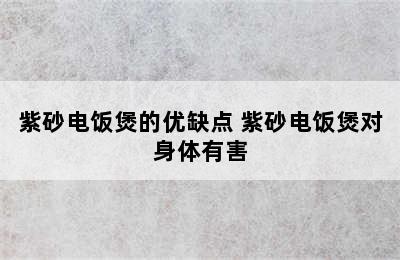 紫砂电饭煲的优缺点 紫砂电饭煲对身体有害